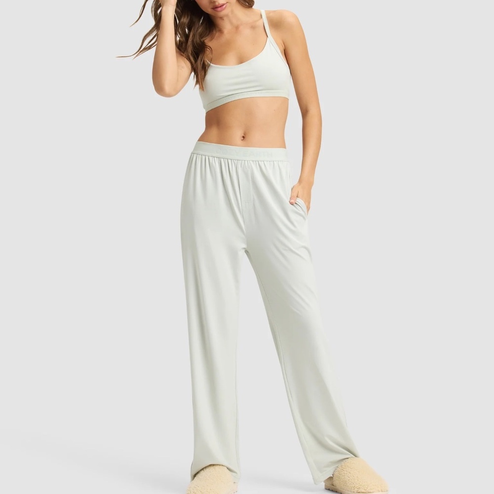 Cozy Earth First Layer Pajama Soft Bra and Pant in sage green NWT M